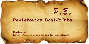 Pavlekovics Boglárka névjegykártya
